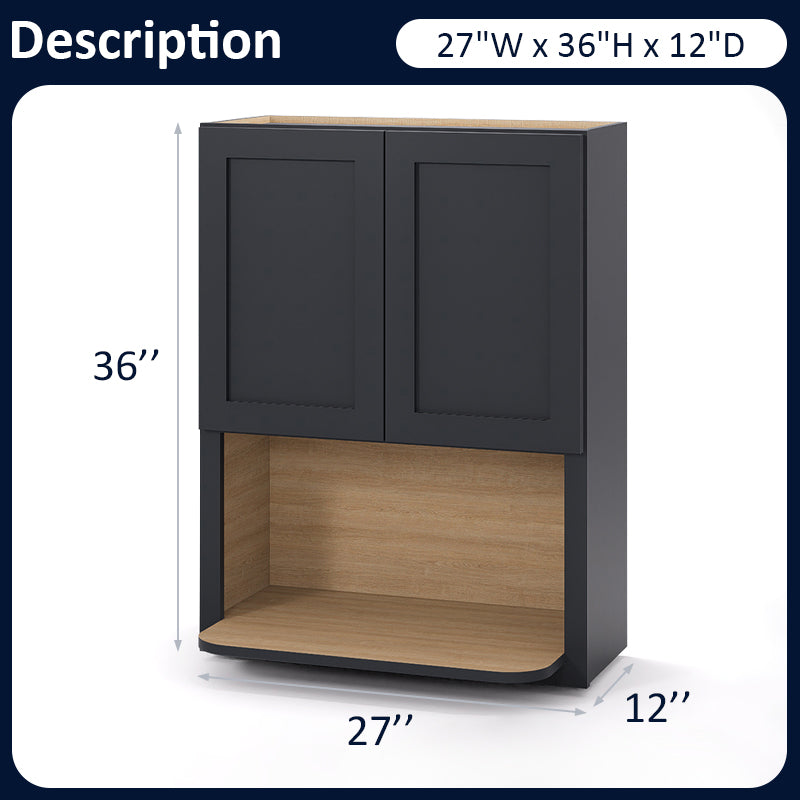 Graphite Shaker Wall Microwave Cabinets - 30/36H - 2 Doors WMC2736
