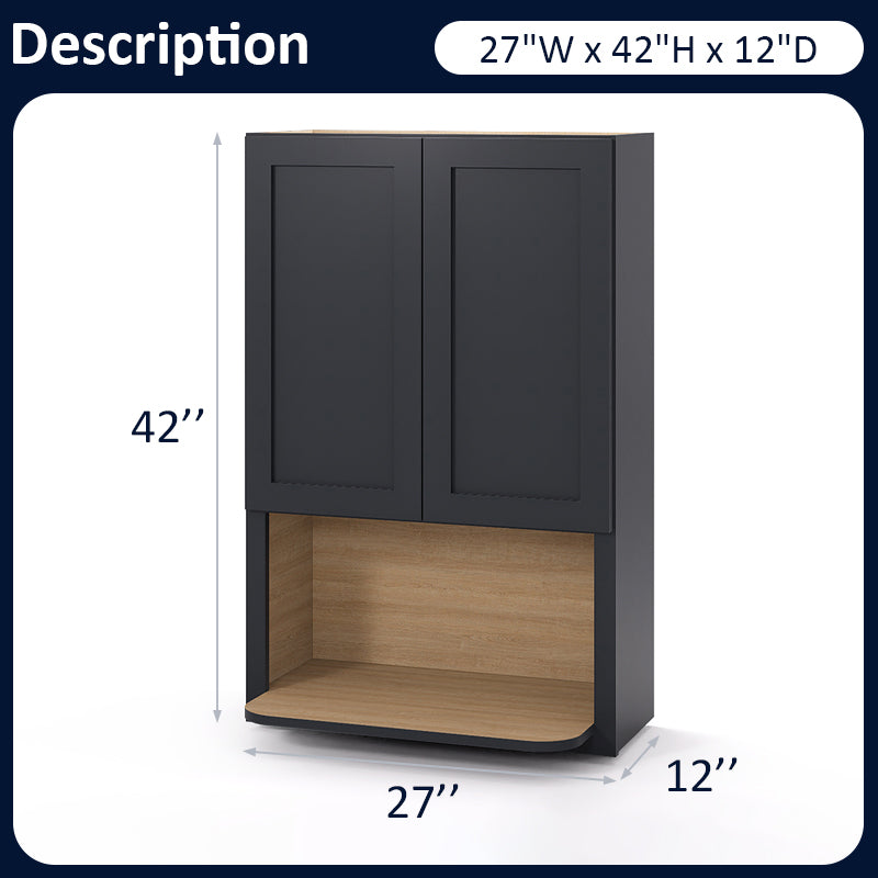 Graphite Shaker Wall Microwave Cabinets - 42H - 2 Doors / 1 Shelf WMC2742