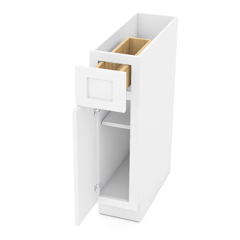White Shaker Base Cabinets - 1 Door / 1 Drawer / 1 Shelf B09