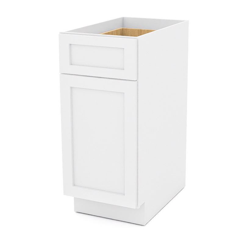 White Shaker Base Cabinets - 1 Door / 1 Drawer / 1 Shelf B15