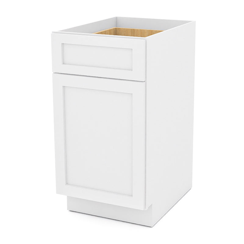 White Shaker Base Cabinets - 1 Door / 1 Drawer / 1 Shelf B18