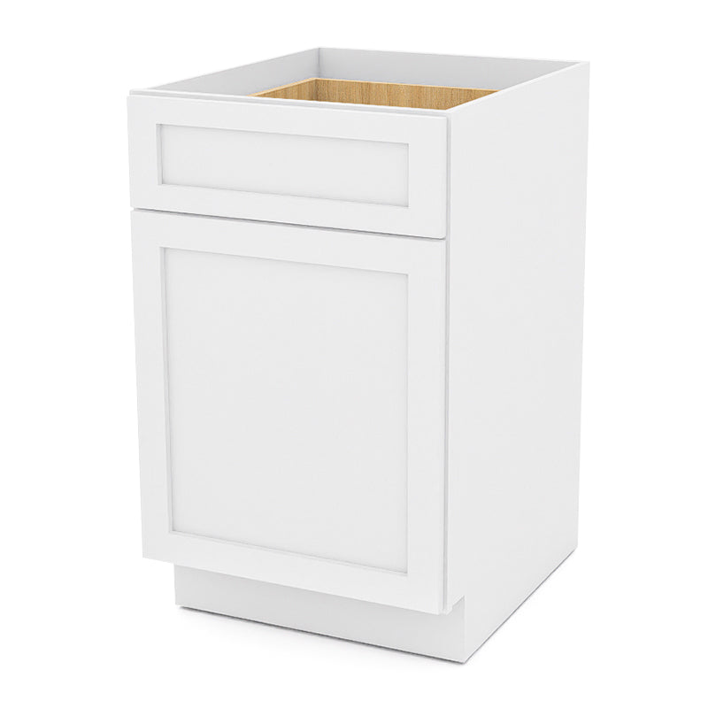 White Shaker Base Cabinets - 1 Door / 1 Drawer / 1 Shelf B21