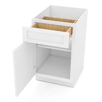 White Shaker Base Cabinets - 1 Door / 1 Drawer / 1 Shelf B21