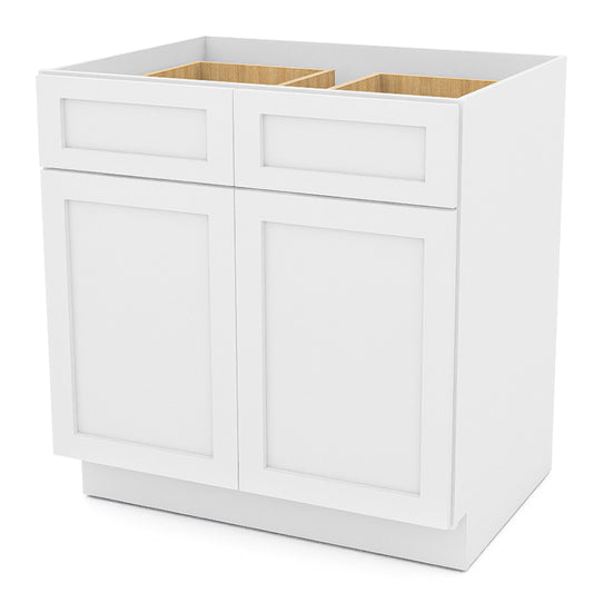 White Shaker Base Cabinets - 2 Doors / 2 Drawers / 1 Shelf B33