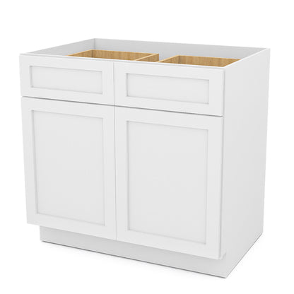 White Shaker Base Cabinets - 2 Doors / 2 Drawers / 1 Shelf B36