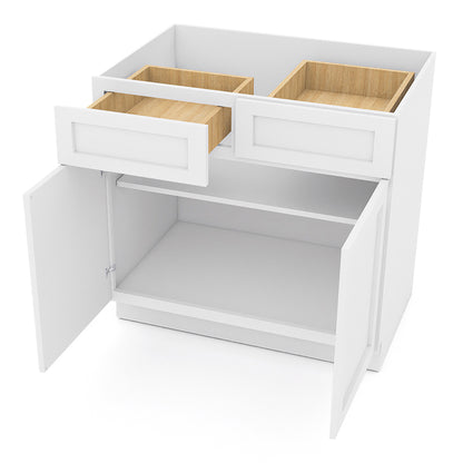 White Shaker Base Cabinets - 2 Doors / 2 Drawers / 1 Shelf B36
