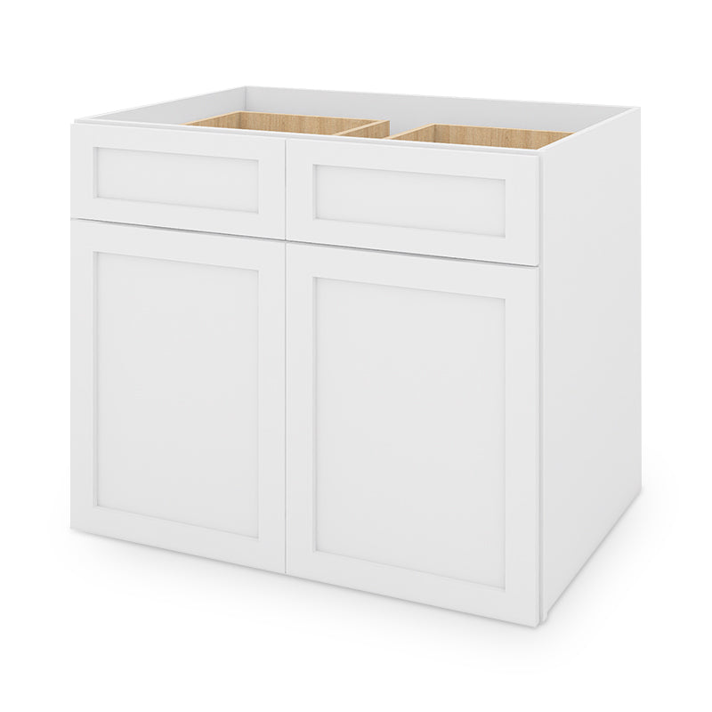 White Shaker Base Cabinets - 2 Doors / 2 Drawers / 1 Shelf B36
