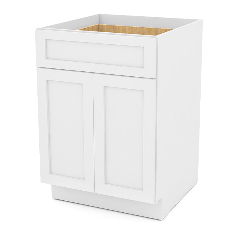 White Shaker Base Cabinets - 2 Doors / 1 Drawer / 1 Shelf B24