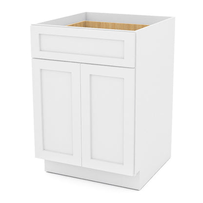 White Shaker Base Cabinets - 2 Doors / 1 Drawer / 1 Shelf B24