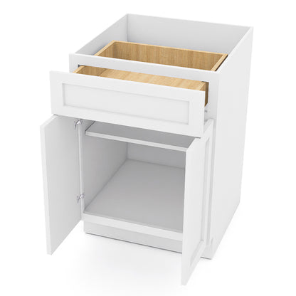 White Shaker Base Cabinets - 2 Doors / 1 Drawer / 1 Shelf B24