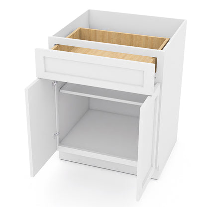White Shaker Base Cabinets - 2 Doors / 1 Drawer / 1 Shelf B27