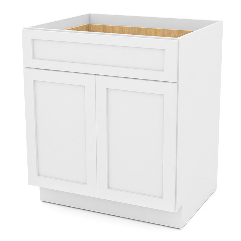 White Shaker Base Cabinets - 2 Doors / 1 Drawer / 1 Shelf B30