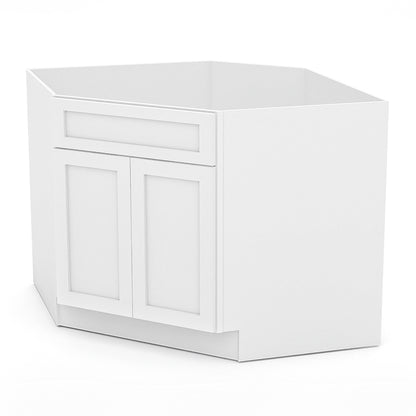 White Shaker Diagonal Sink Cabinets - 2 Doors / 1 False Drawer SBA42