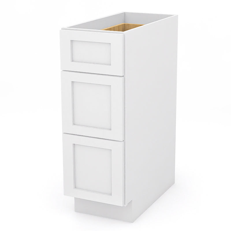 White Shaker Base Drawer Cabinets - 3 Drawers DB12