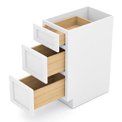 White Shaker Base Drawer Cabinets - 3 Drawers DB15