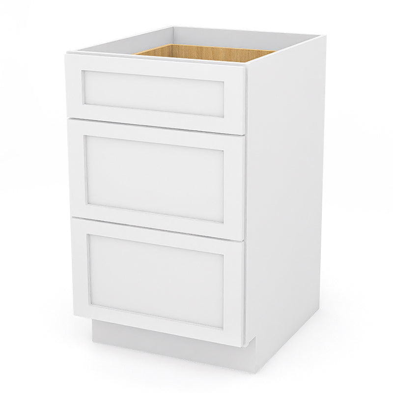 White Shaker Base Drawer Cabinets - 3 Drawers DB21