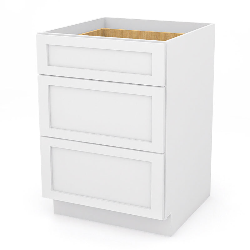 White Shaker Base Drawer Cabinets - 3 Drawers DB24