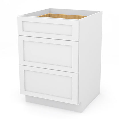 White Shaker Base Drawer Cabinets - 3 Drawers DB24
