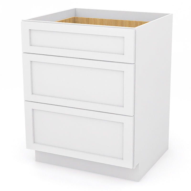 White Shaker Base Drawer Cabinets - 3 Drawers DB27