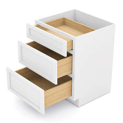 White Shaker Base Drawer Cabinets - 3 Drawers DB27