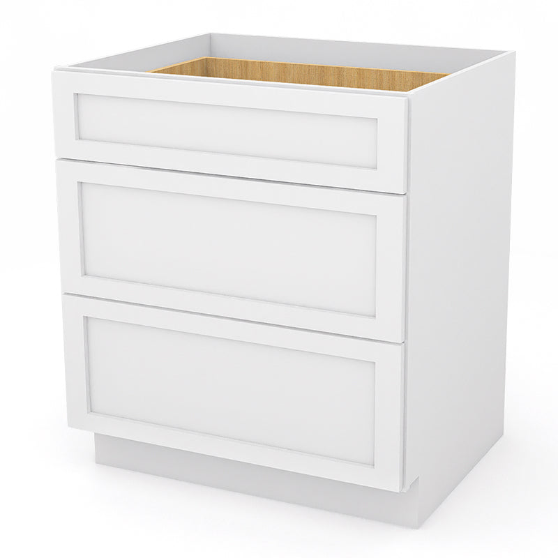 White Shaker Base Drawer Cabinets - 3 Drawers DB30