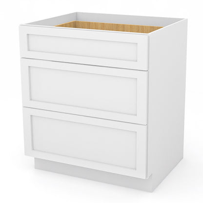 White Shaker Base Drawer Cabinets - 3 Drawers DB30
