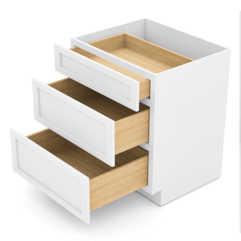 White Shaker Base Drawer Cabinets - 3 Drawers DB30
