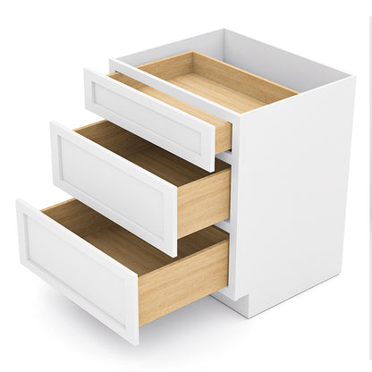 White Shaker Base Drawer Cabinets - 3 Drawers DB30