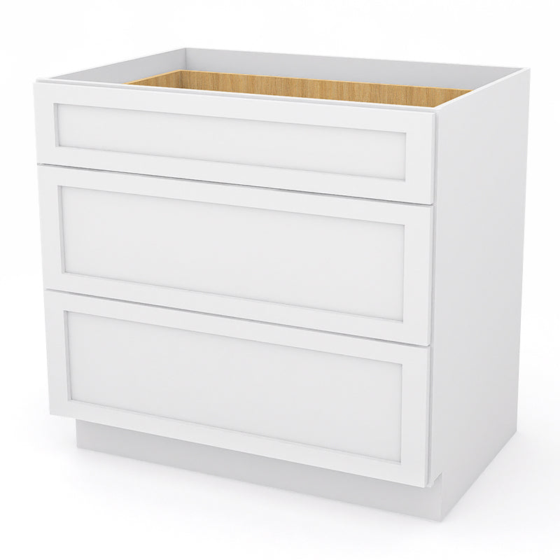White Shaker Base Drawer Cabinets - 3 Drawers DB36