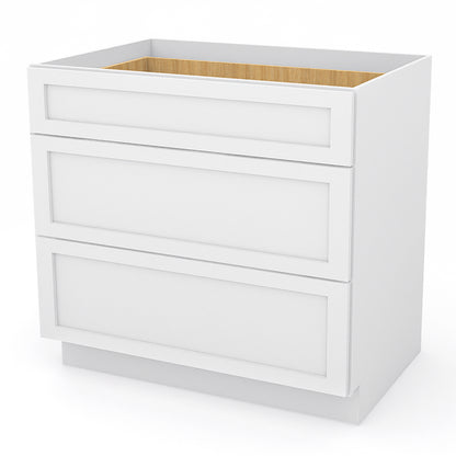 White Shaker Base Drawer Cabinets - 3 Drawers DB36