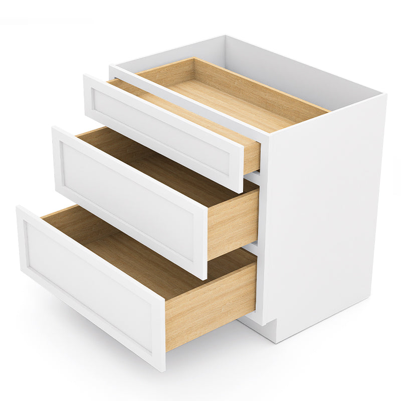 White Shaker Base Drawer Cabinets - 3 Drawers DB36