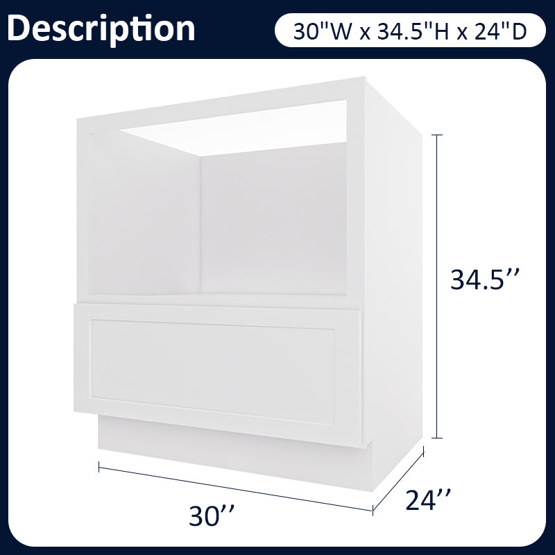 White Shaker Base Microwave Cabinets - 1 Drawer MDB30