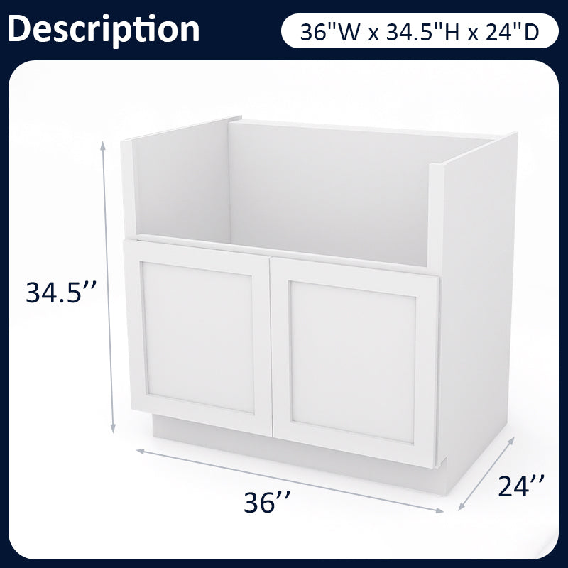 White Shaker Farm Sink Cabinets - 2 Doors FSB36