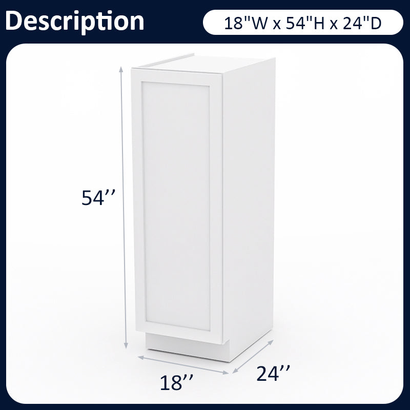 White Shaker Pantry Base Cabinets - 1 Door / 2 Shelves PB185424