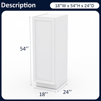 White Shaker Pantry Base Cabinets - 1 Door / 2 Shelves PB185424