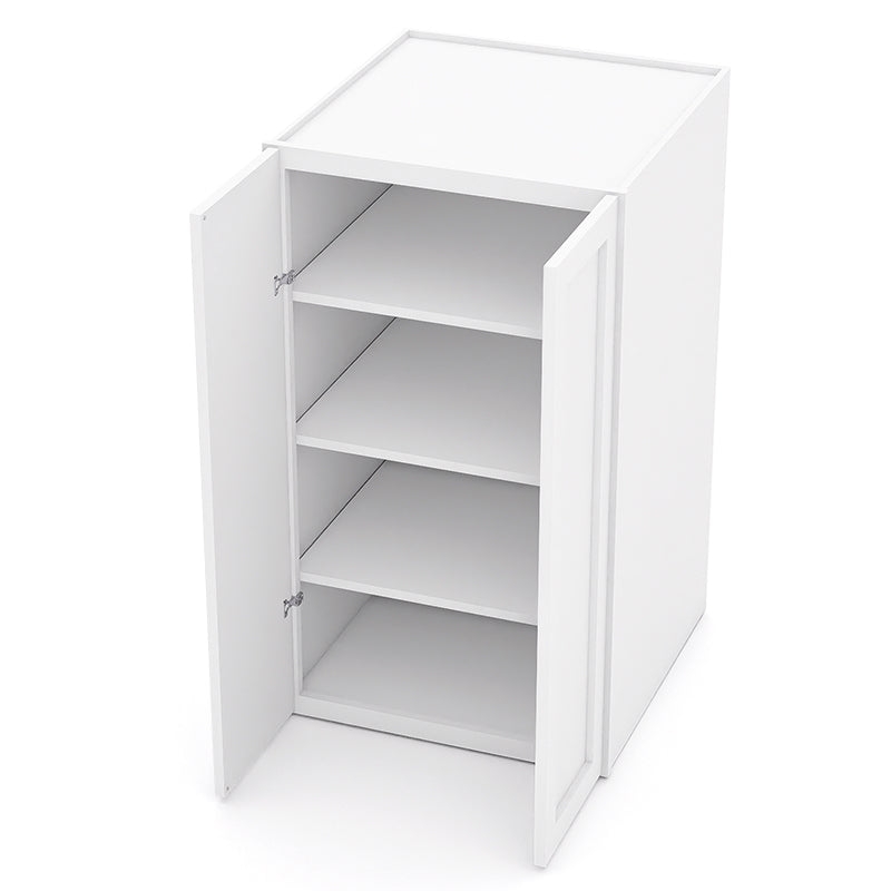 White Shaker Pantry Base Cabinets - 2 Doors / 2 Shelves PB245424