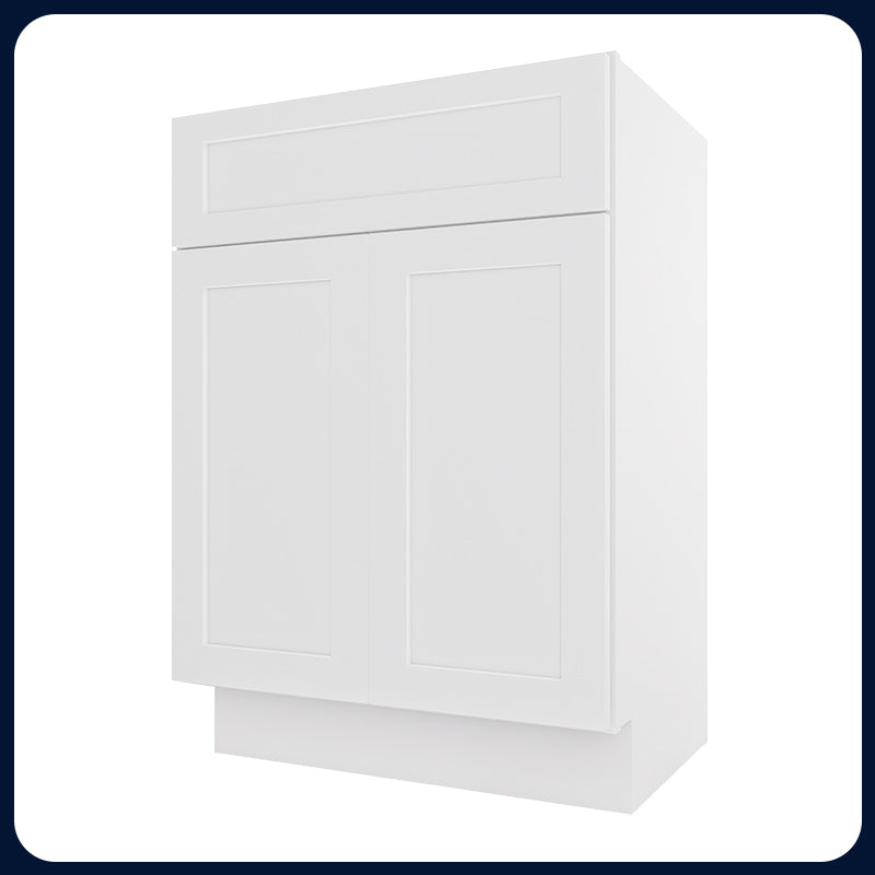 White Shaker Vanity Sink Cabinets - 2 Doors / 1 False Drawer V2418