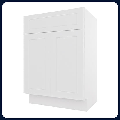 White Shaker Vanity Sink Cabinets - 2 Doors / 1 False Drawer V2418