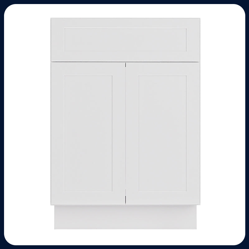 White Shaker Vanity Sink Cabinets - 2 Doors / 1 False Drawer V2418
