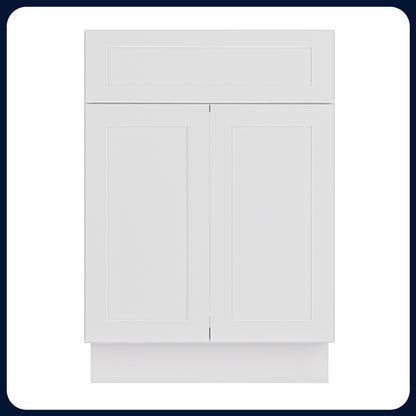 White Shaker Vanity Sink Cabinets - 2 Doors / 1 False Drawer V2418