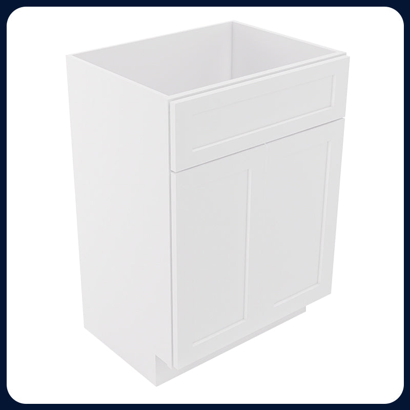 White Shaker Vanity Sink Cabinets - 2 Doors / 1 False Drawer V2418