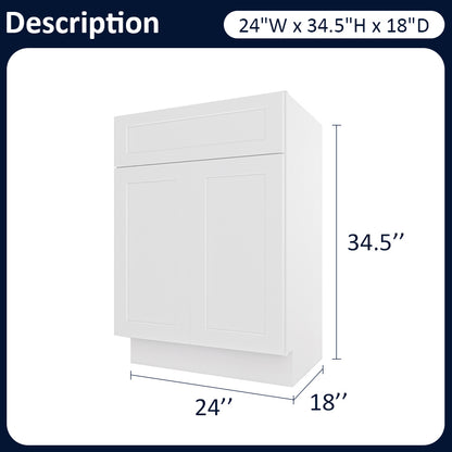 White Shaker Vanity Sink Cabinets - 2 Doors / 1 False Drawer V2418