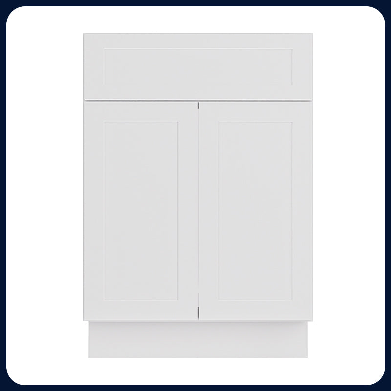 White Shaker Vanity Sink Cabinets - 2 Doors / 1 False Drawer V2421