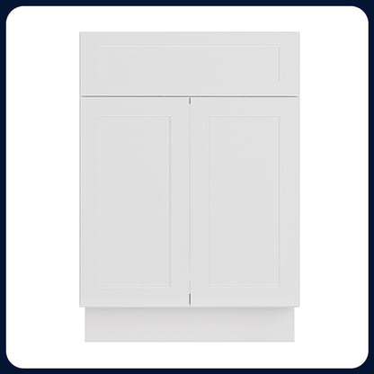 White Shaker Vanity Sink Cabinets - 2 Doors / 1 False Drawer V2421