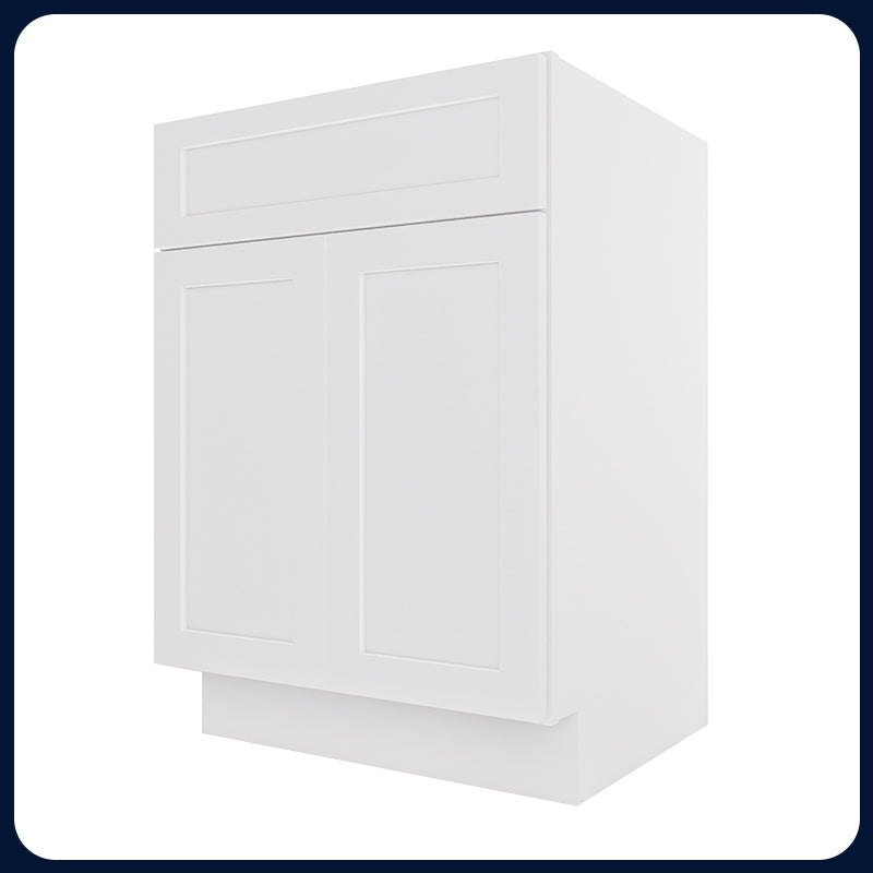 White Shaker Vanity Sink Cabinets - 2 Doors / 1 False Drawer V2421