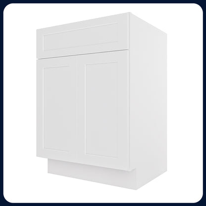 White Shaker Vanity Sink Cabinets - 2 Doors / 1 False Drawer V2421