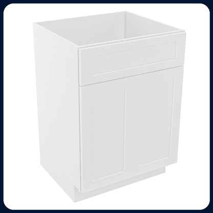 White Shaker Vanity Sink Cabinets - 2 Doors / 1 False Drawer V2421
