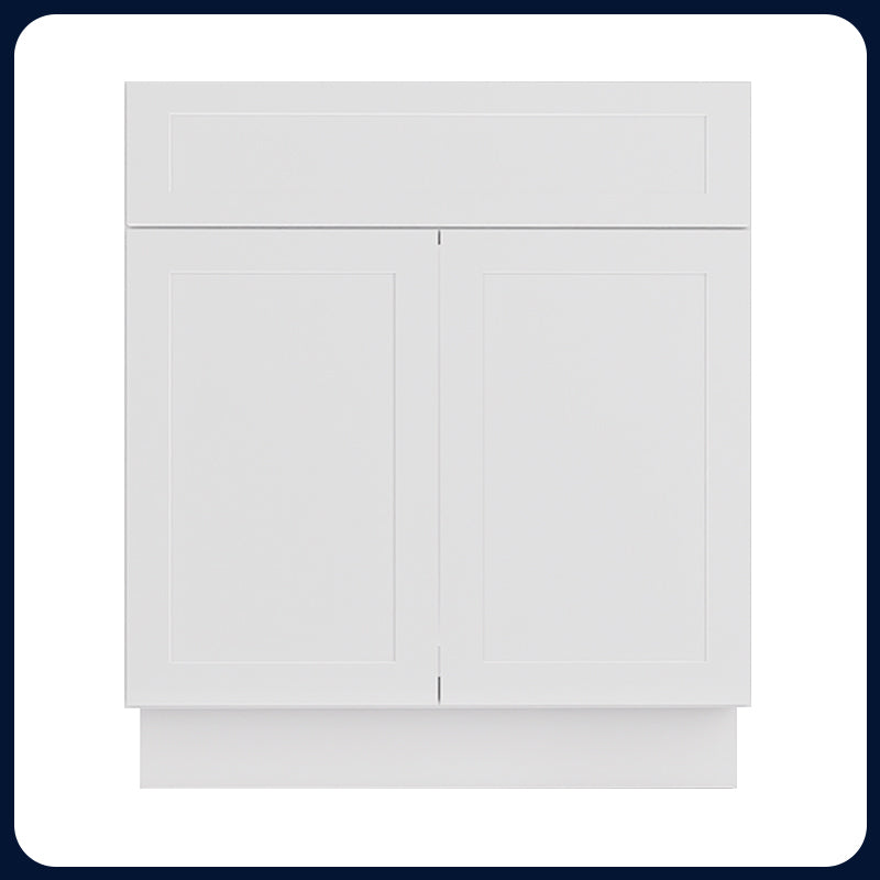 White Shaker Vanity Sink Cabinets - 2 Doors / 1 False Drawer V3021