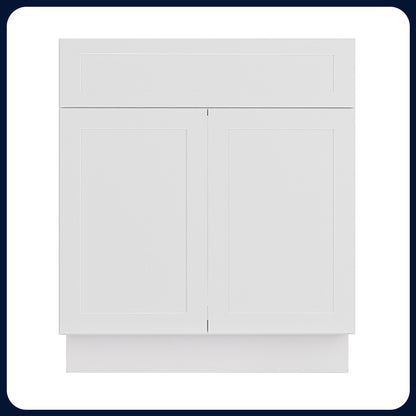 White Shaker Vanity Sink Cabinets - 2 Doors / 1 False Drawer V3021