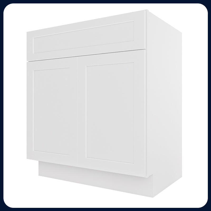 White Shaker Vanity Sink Cabinets - 2 Doors / 1 False Drawer V3021